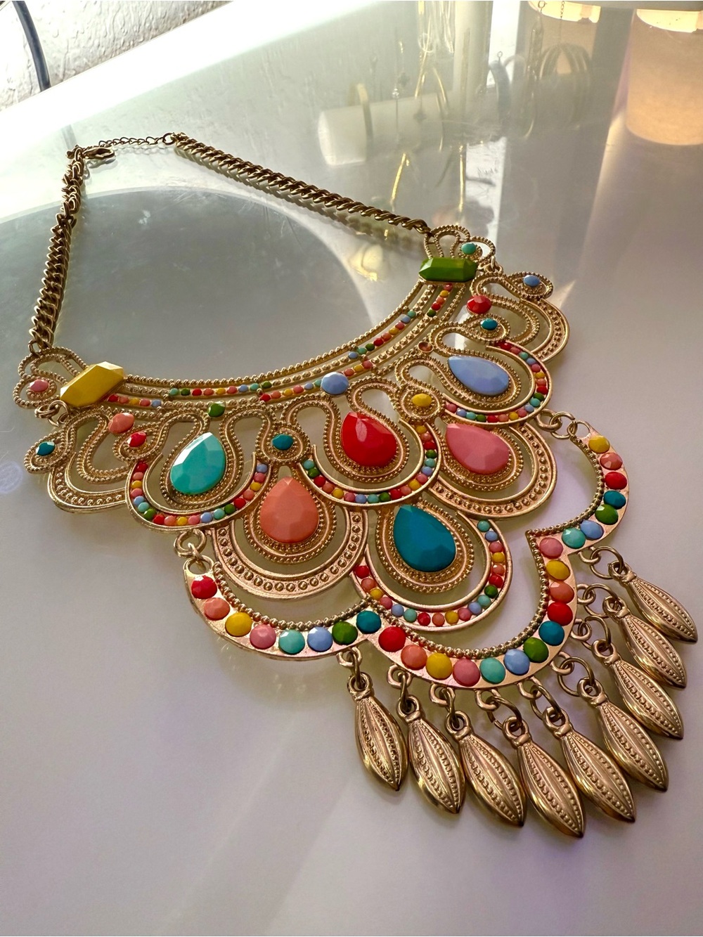 Gold-Tone Multicolor Statement Necklace - Women Jewelry